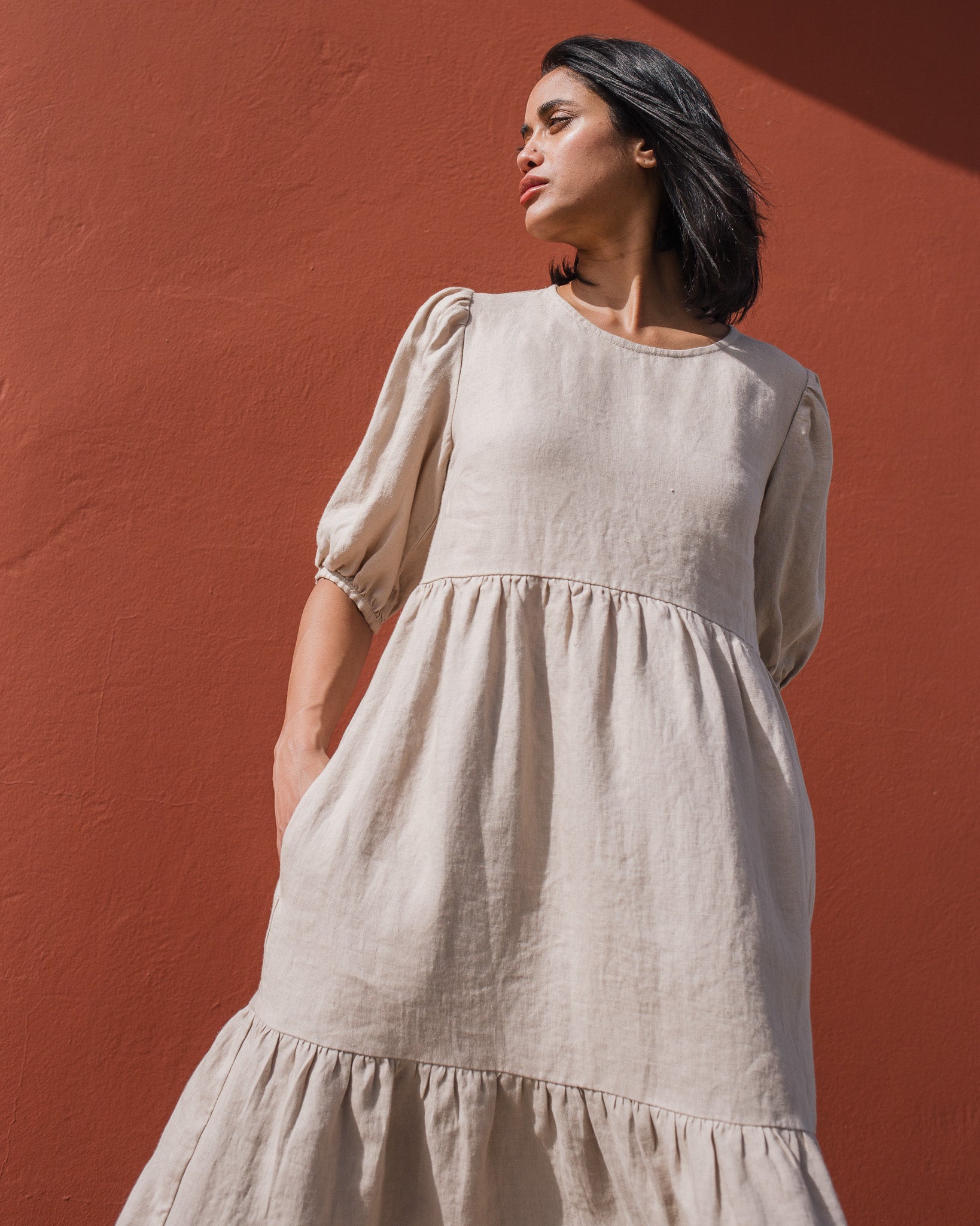 DELPHI tiered linen dress - notperfectlinen