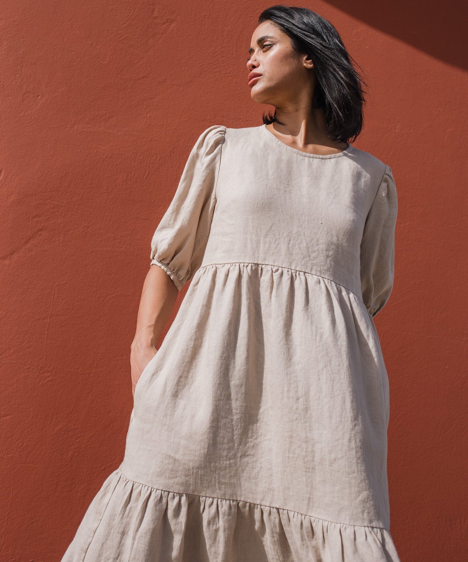 DELPHI tiered linen dress - notperfectlinen