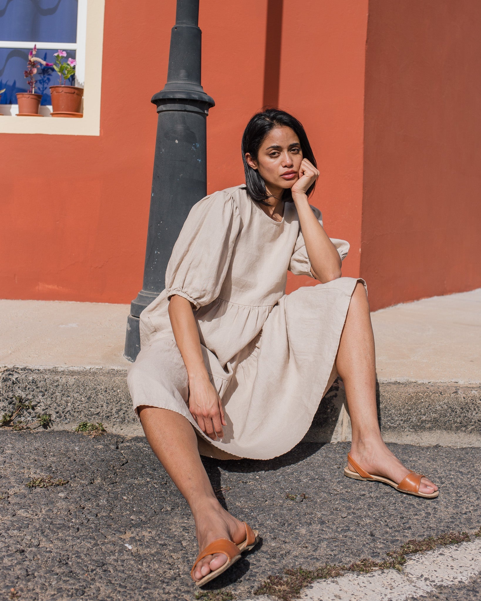 DELPHI tiered linen dress - notperfectlinen