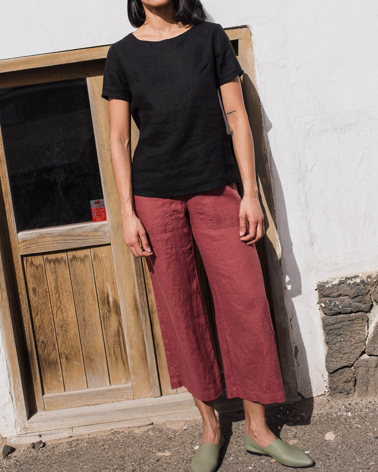HAMBURG fitted linen top - notperfectlinen