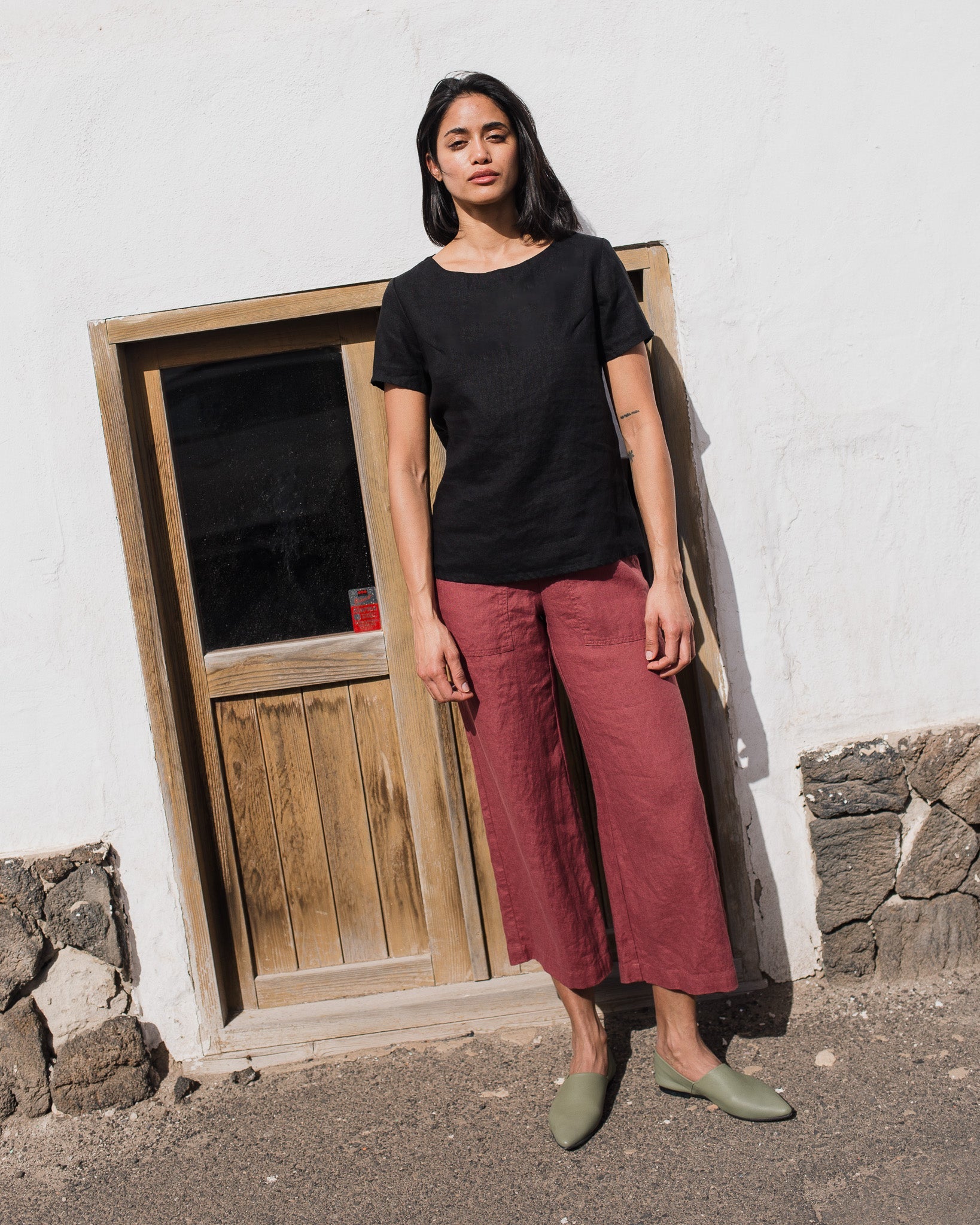 HAMBURG fitted linen top - notperfectlinen