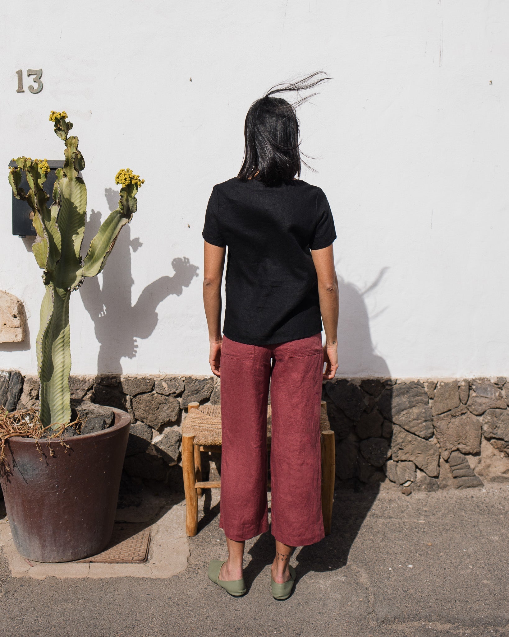 HAMBURG fitted linen top - notperfectlinen