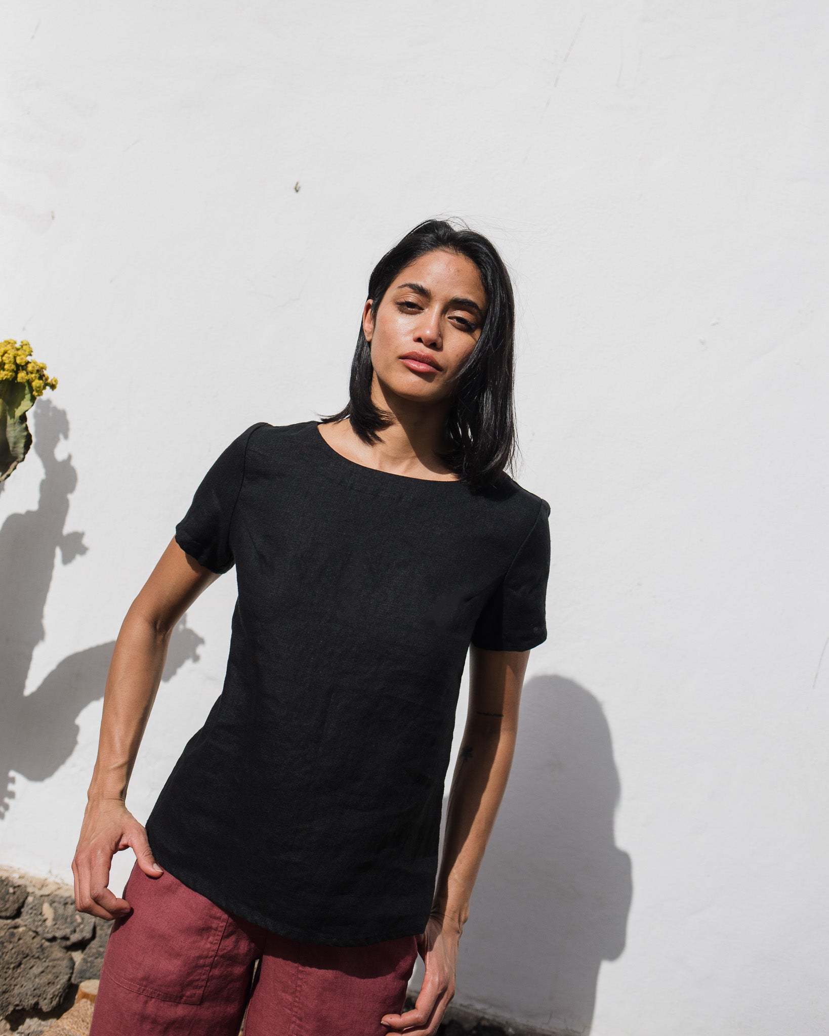 HAMBURG fitted linen top - notperfectlinen