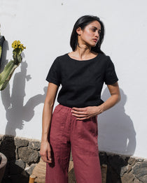 HAMBURG fitted linen top - notperfectlinen