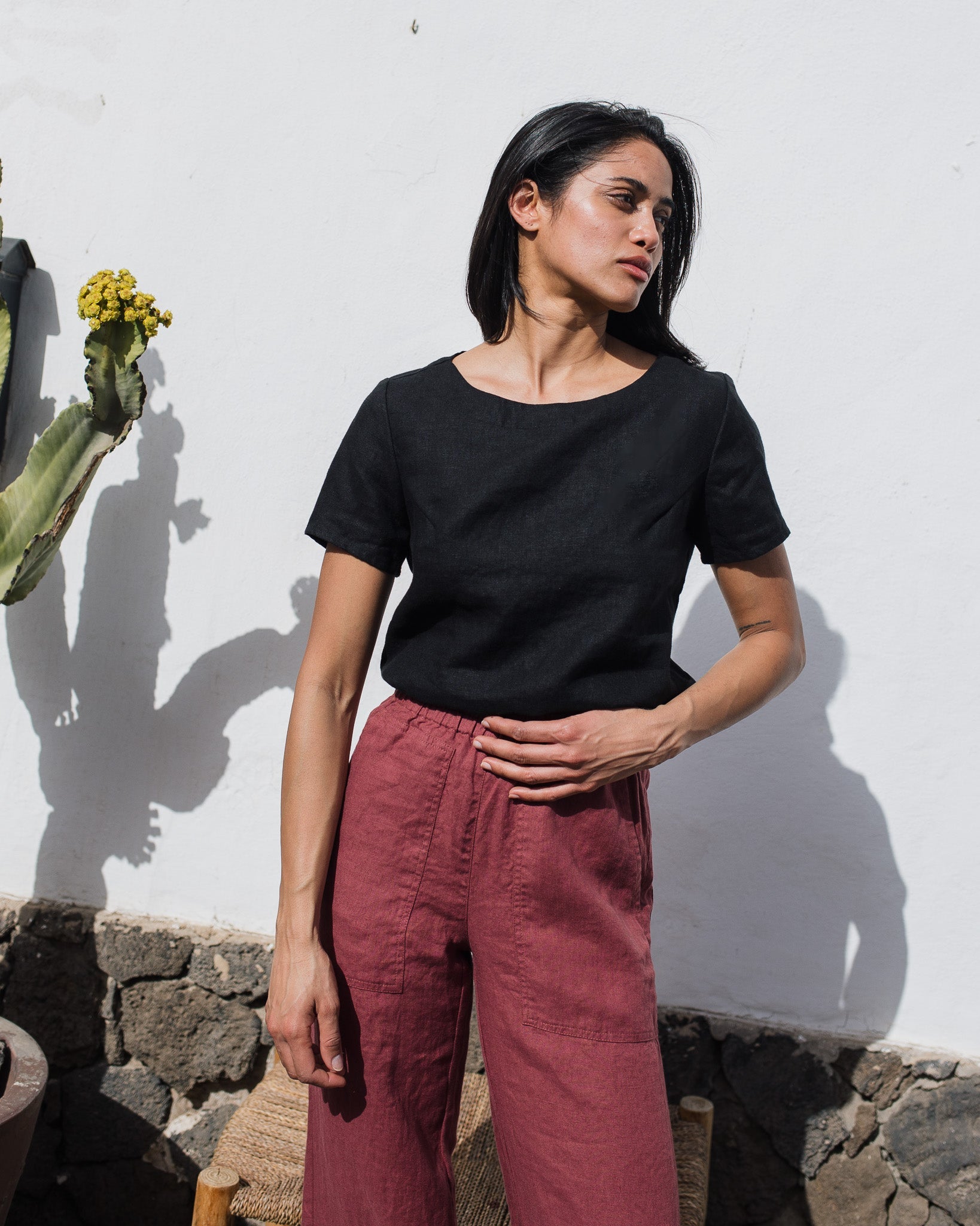 HAMBURG fitted linen top - notperfectlinen