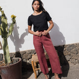 PUGLIA straight cut cropped linen pants