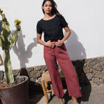 PUGLIA straight cut cropped linen pants - notperfectlinen