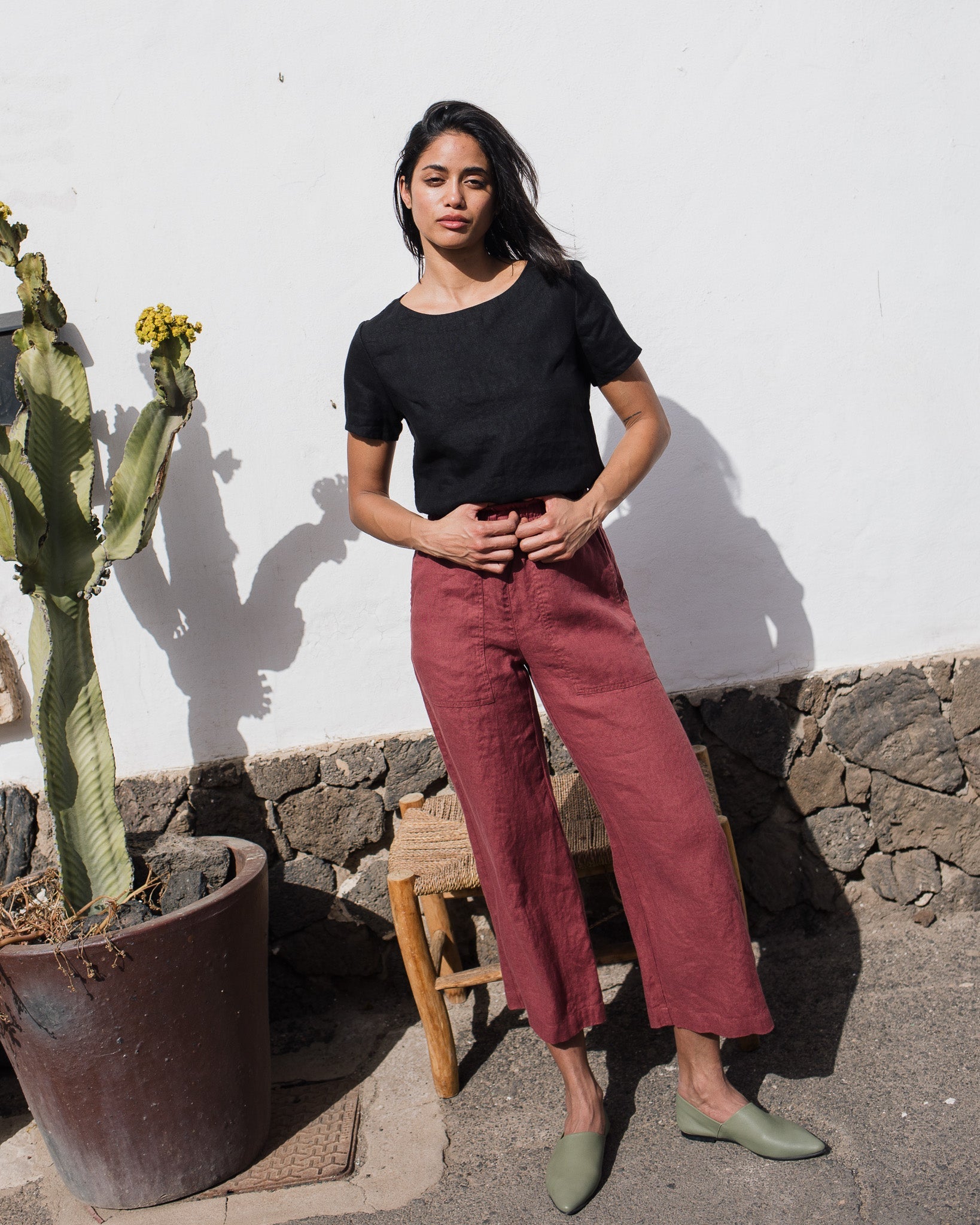 HAMBURG fitted linen top - notperfectlinen