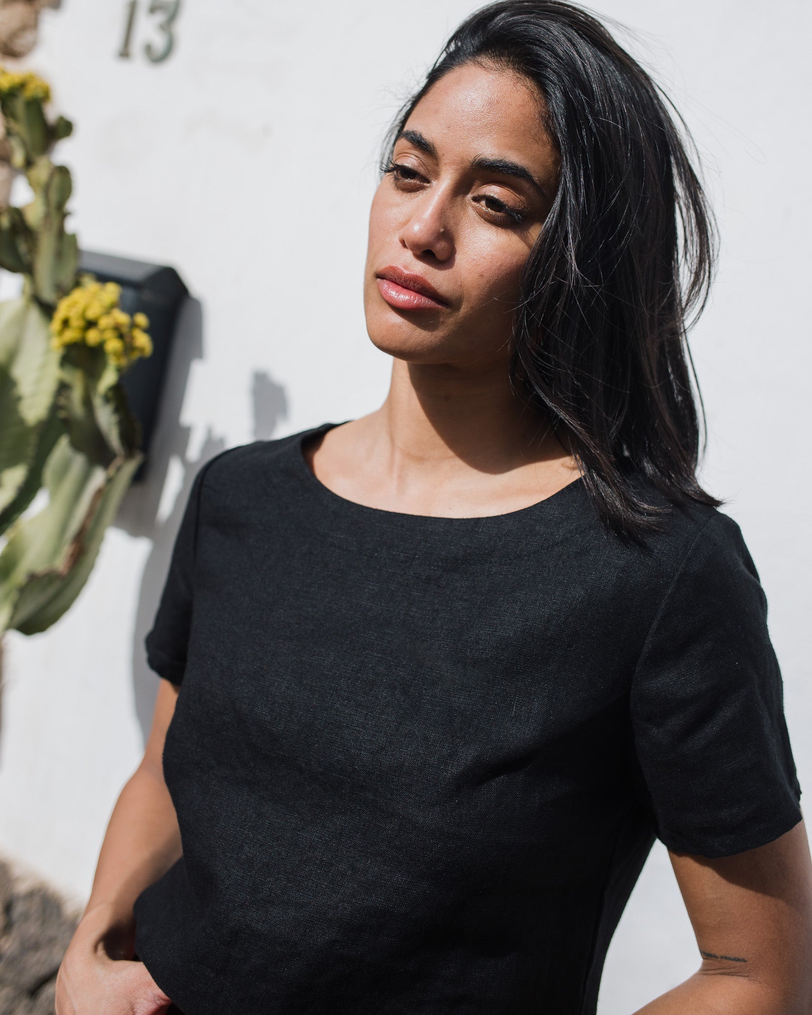 HAMBURG fitted linen top - notperfectlinen