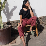 PUGLIA straight cut cropped linen pants