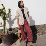 PUGLIA straight cut cropped linen pants