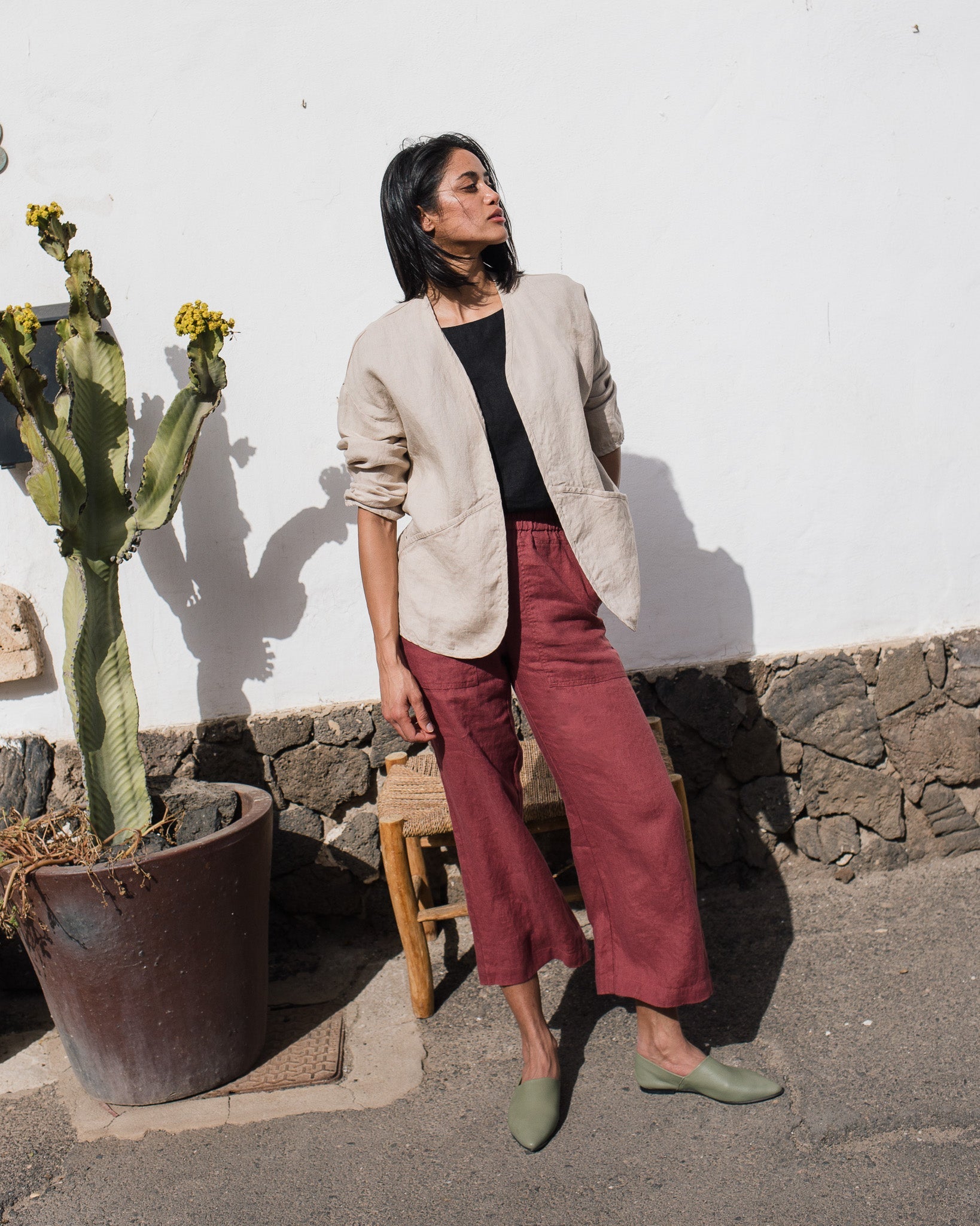 HAMBURG fitted linen top - notperfectlinen