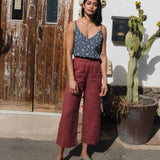 PUGLIA straight cut cropped linen pants