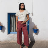 PUGLIA straight cut cropped linen pants