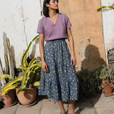 MAGNOLIA tiered linen skirt