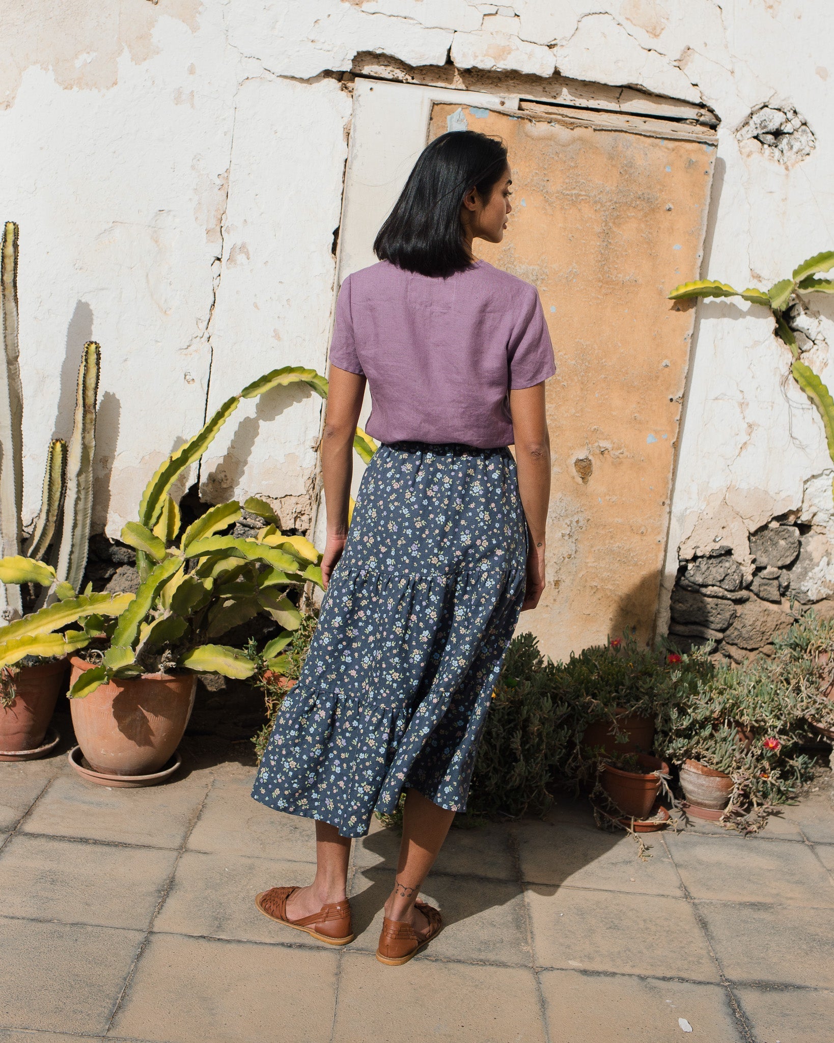MAGNOLIA tiered linen skirt - notperfectlinen