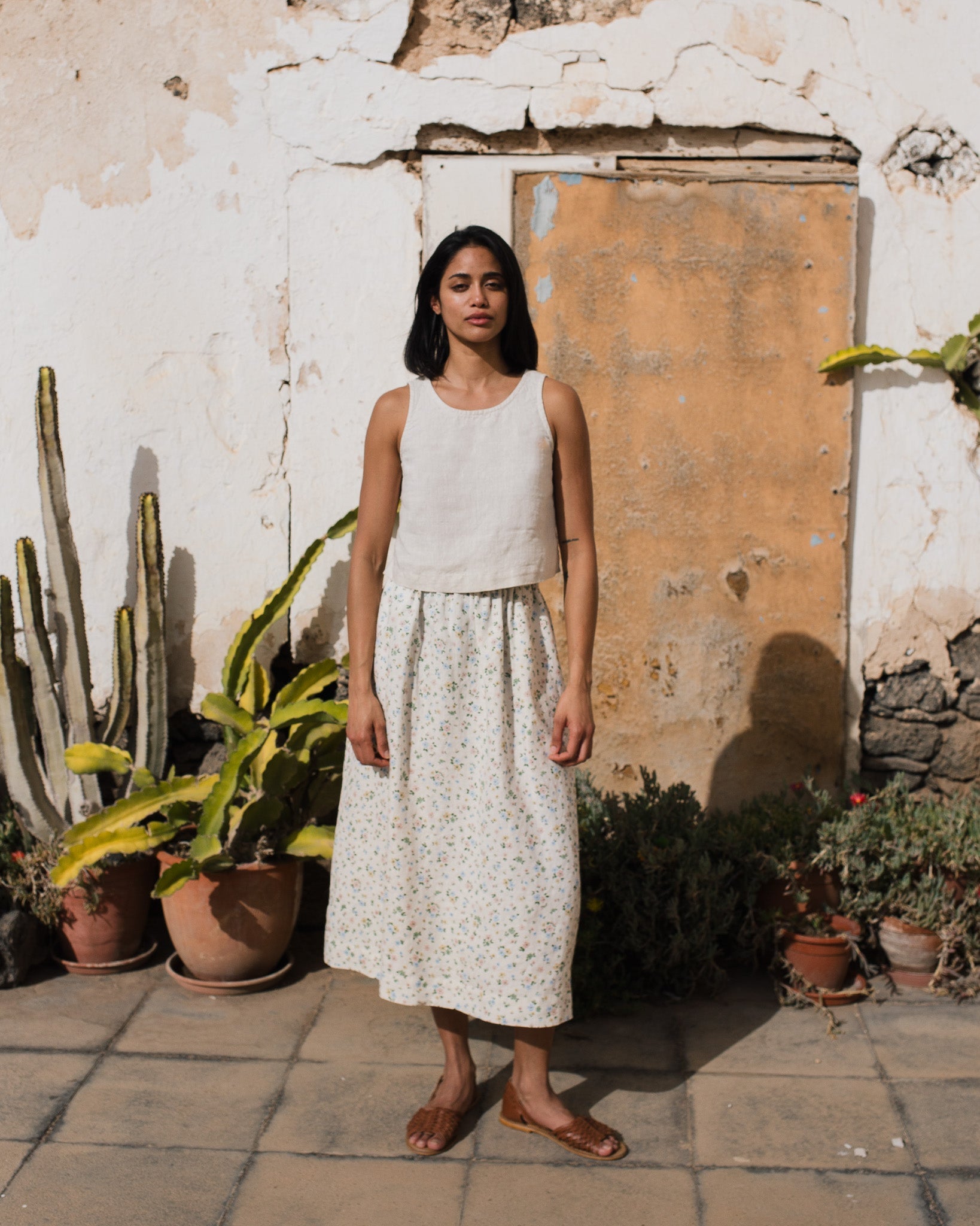 BAY cropped linen top - notperfectlinen