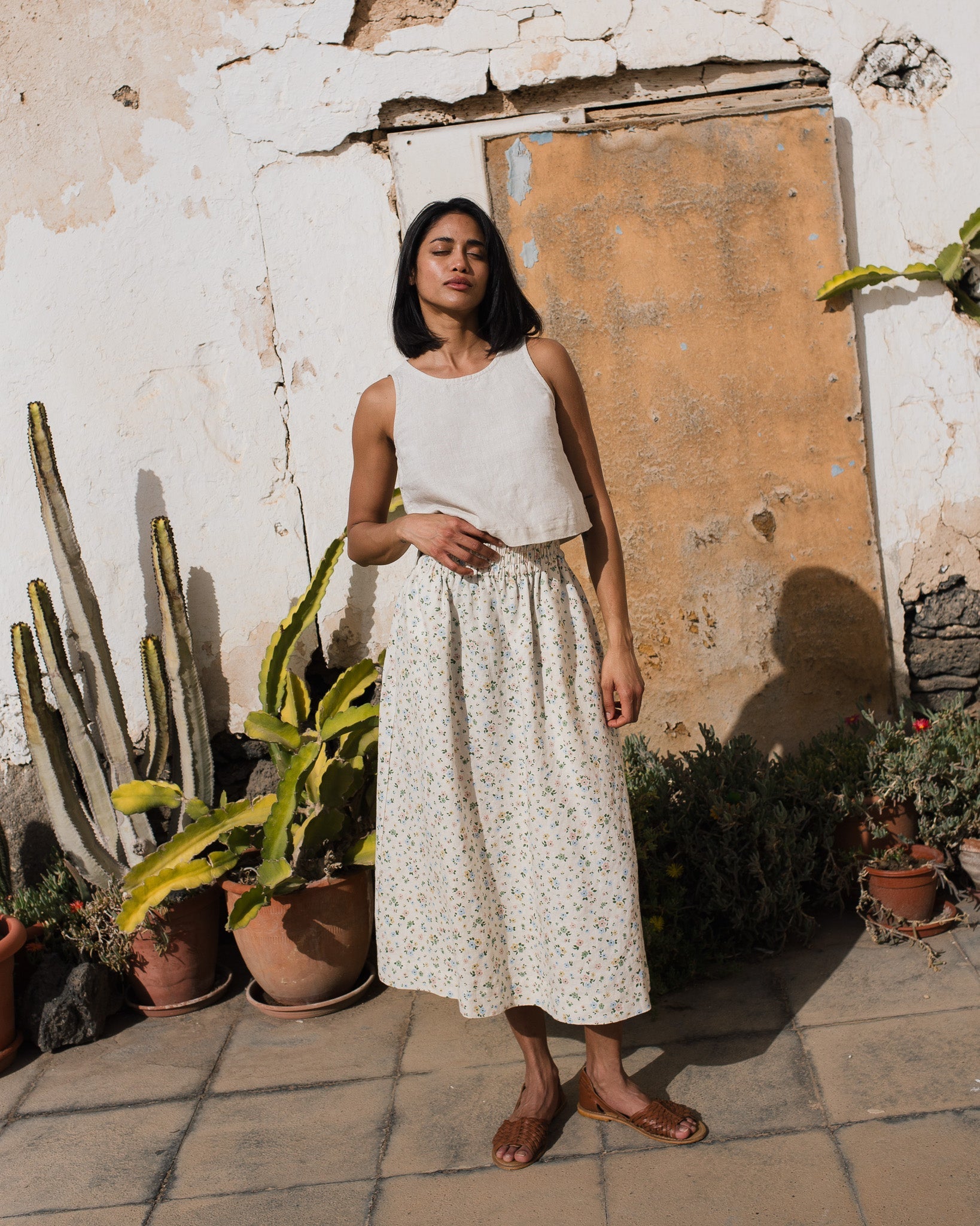 BAY cropped linen top - notperfectlinen