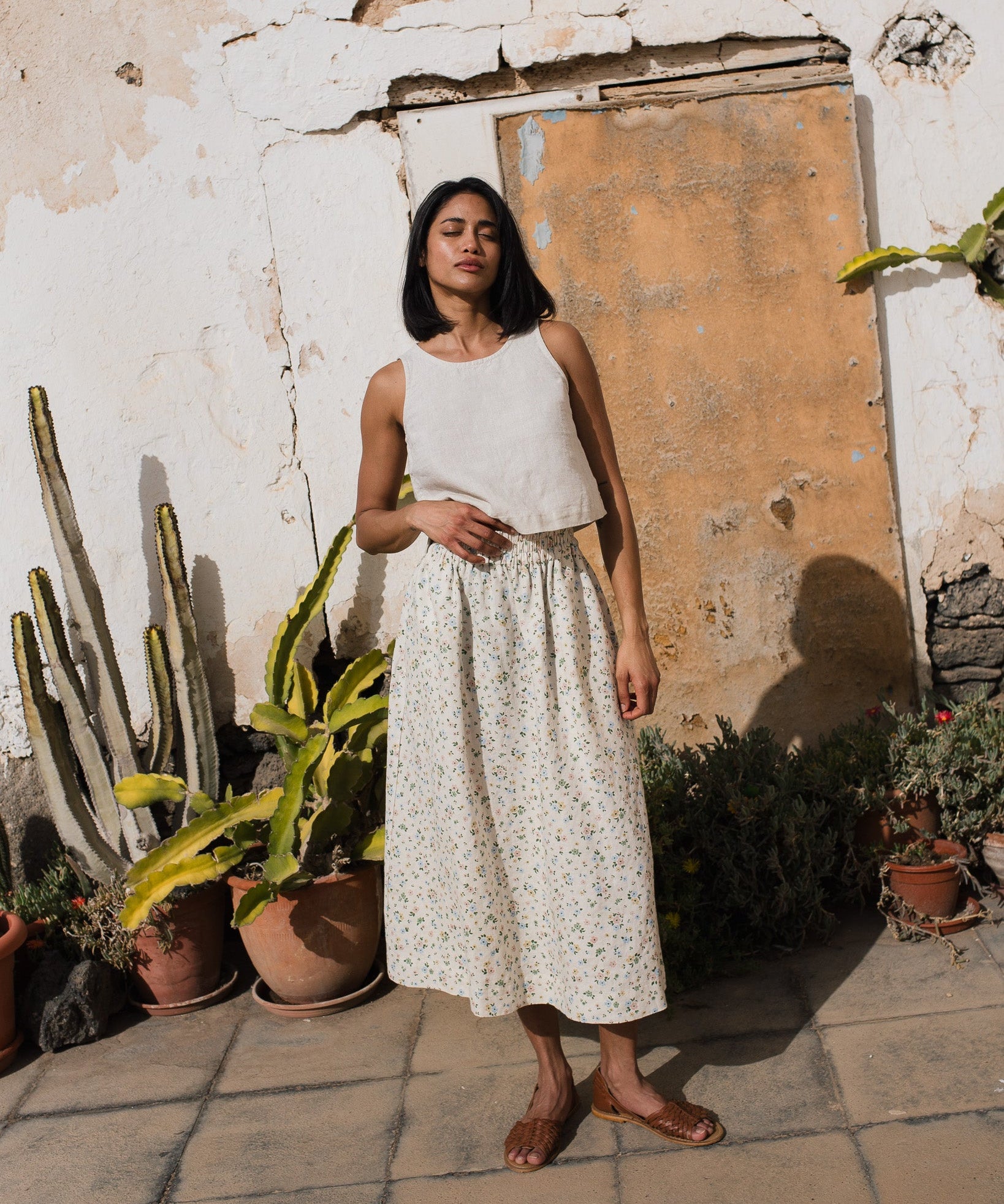 BAY cropped linen top - notperfectlinen