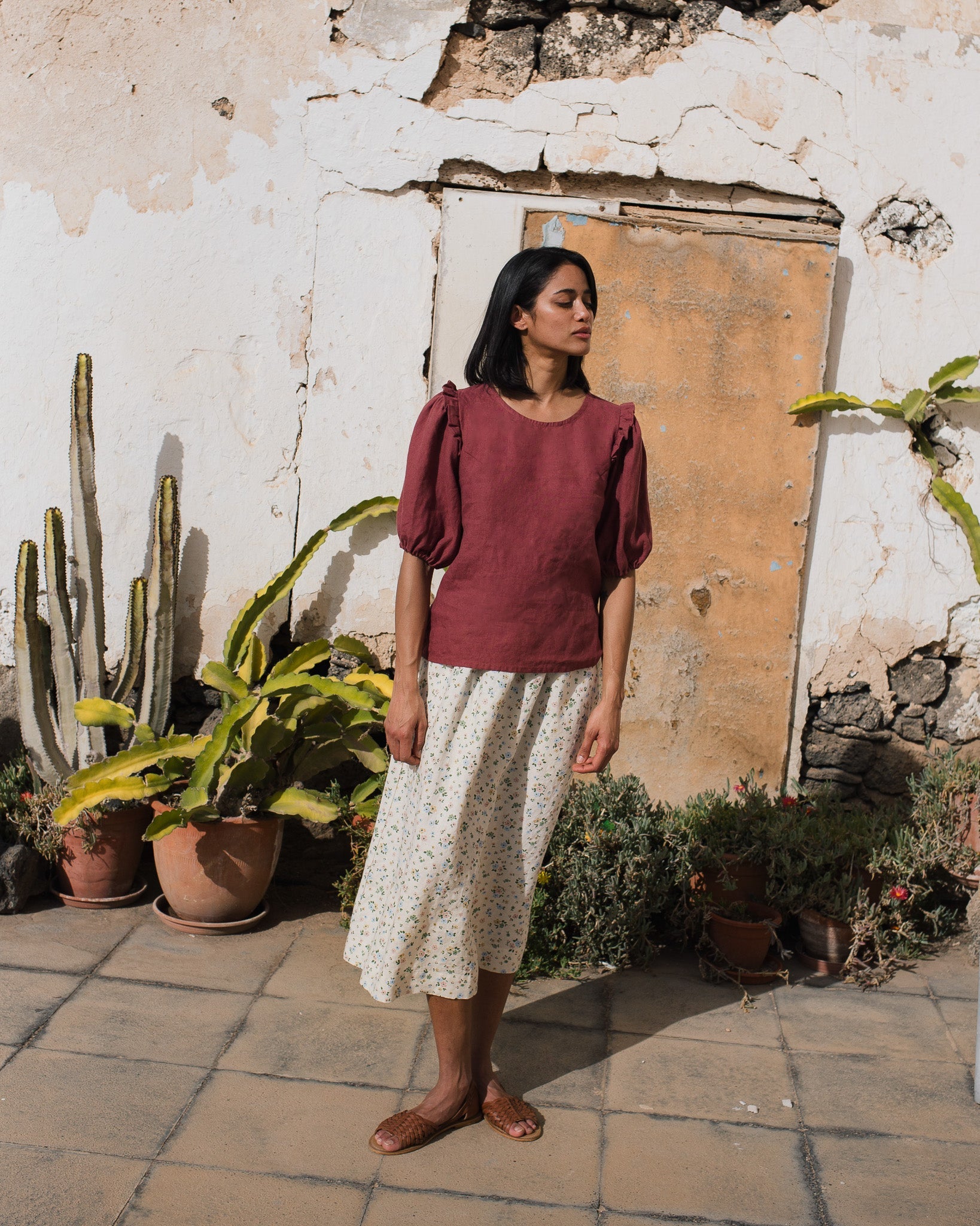 AROSA ruffle linen top - notperfectlinen