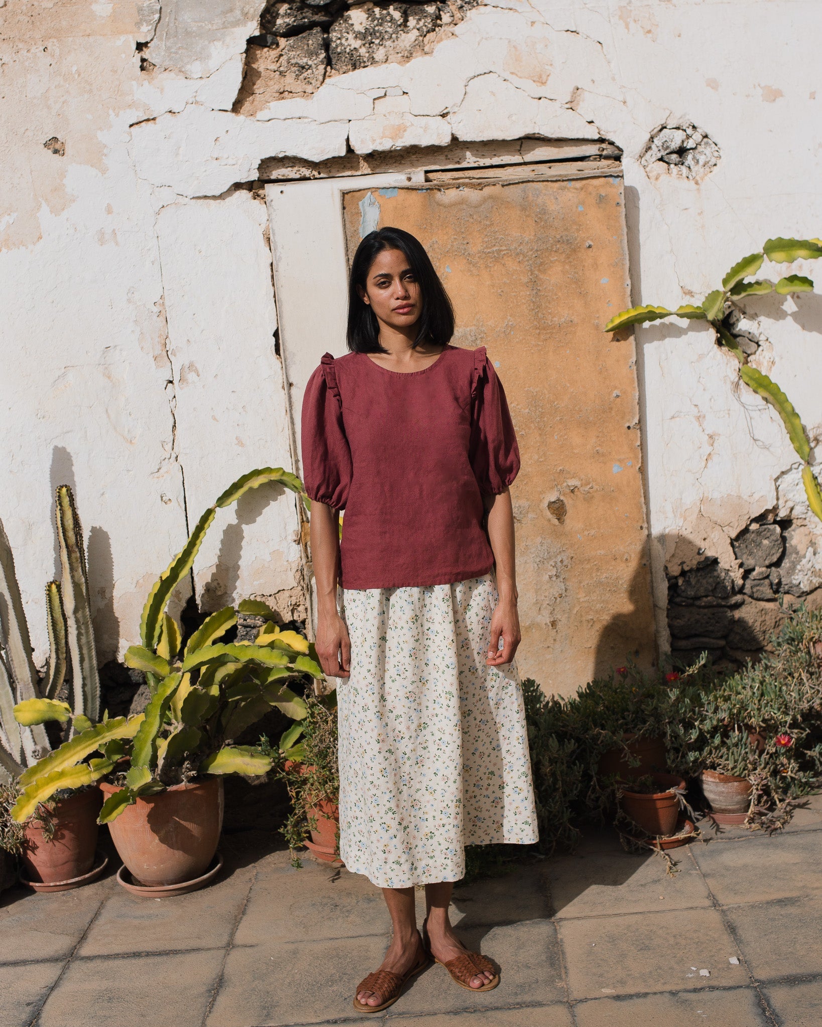 AROSA ruffle linen top - notperfectlinen