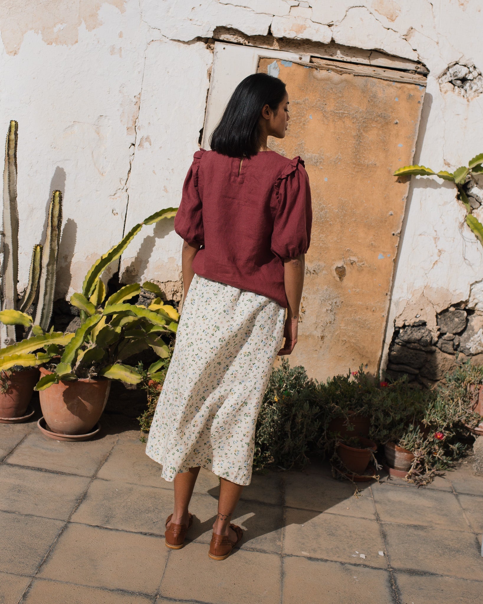 AROSA ruffle linen top - notperfectlinen