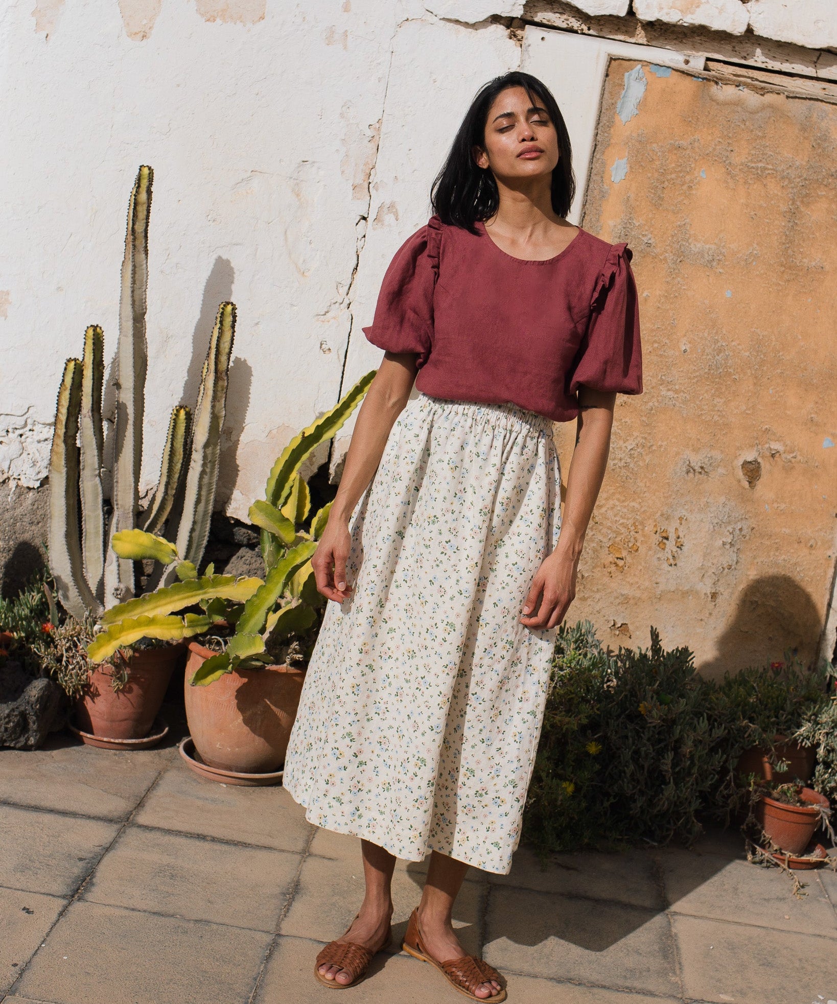 AROSA ruffle linen top - notperfectlinen