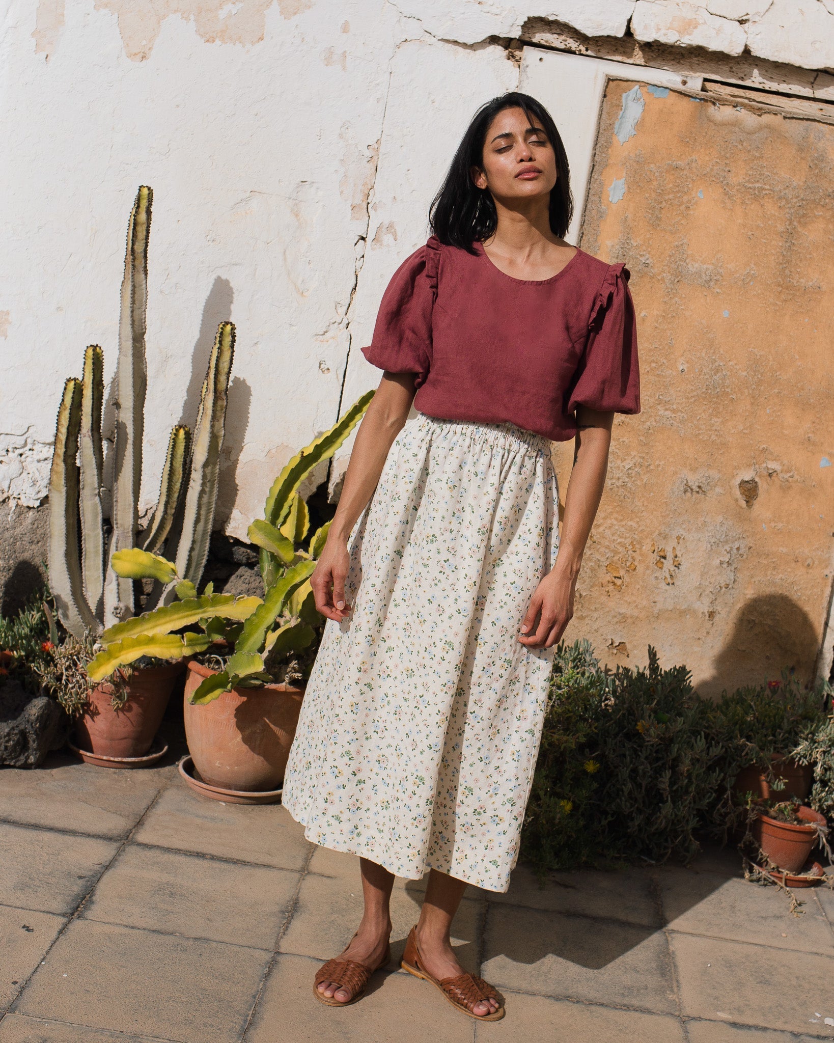 AROSA ruffle linen top - notperfectlinen