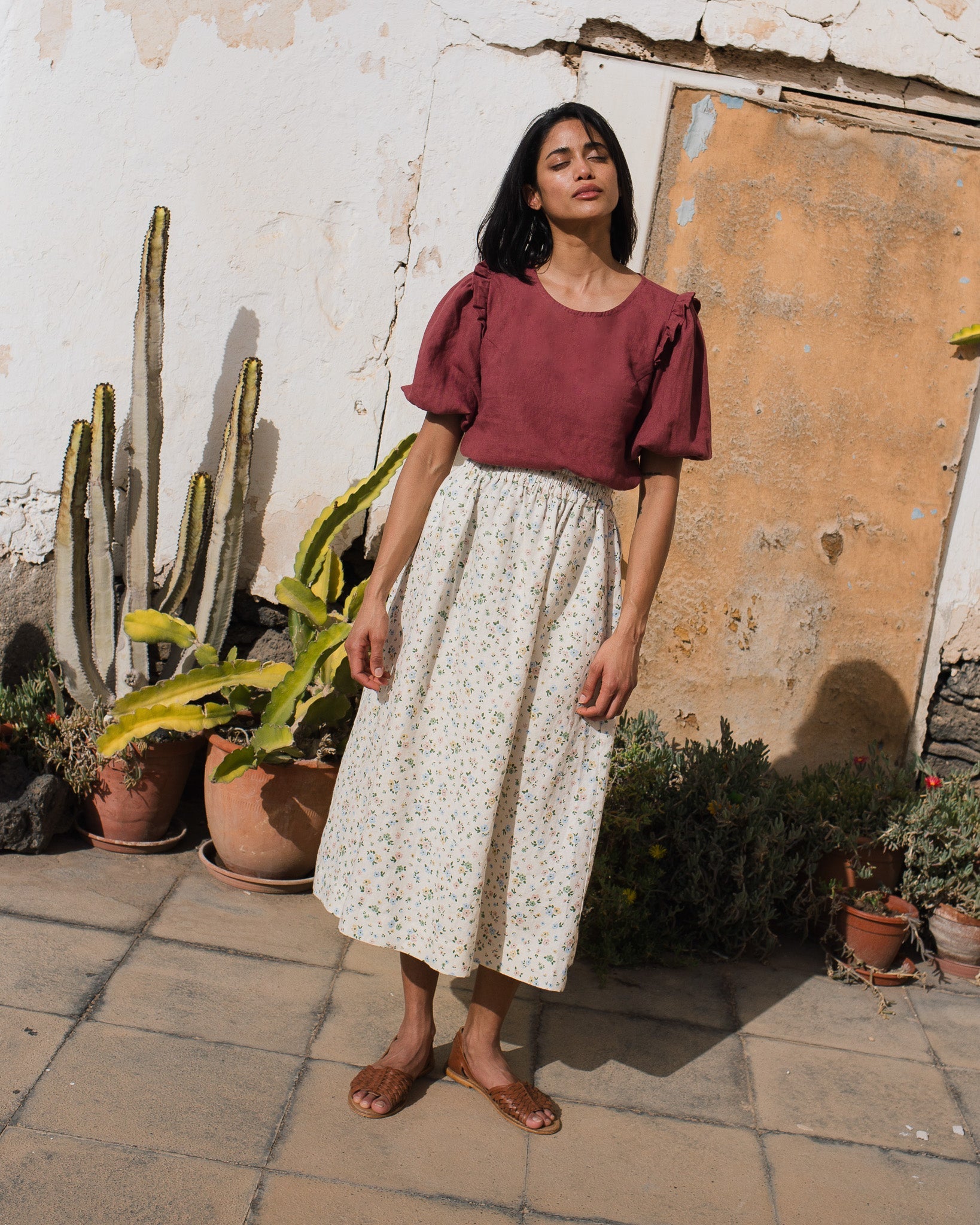 SION gathered linen skirt - notPERFECTLINEN