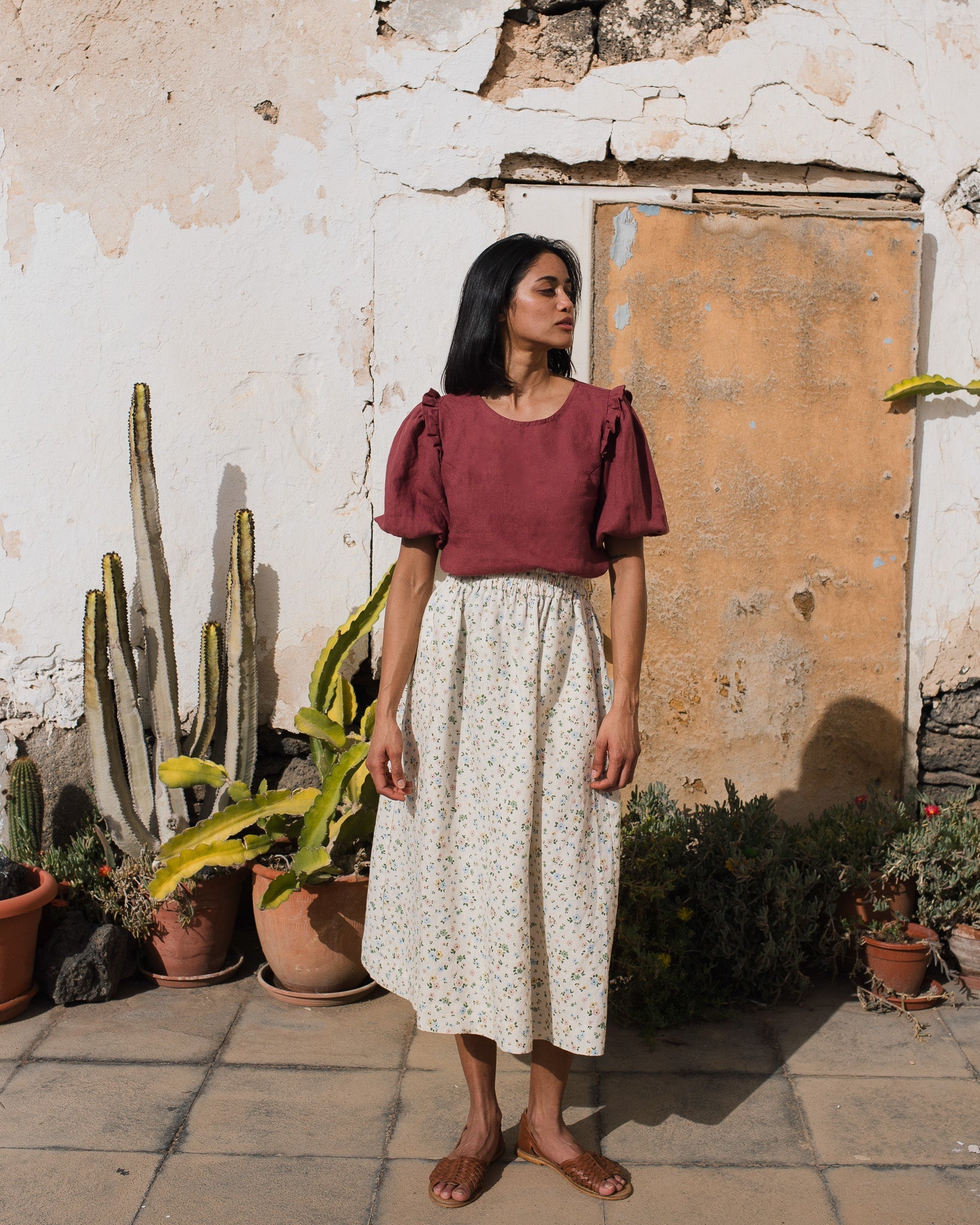 AROSA ruffle linen top - notperfectlinen