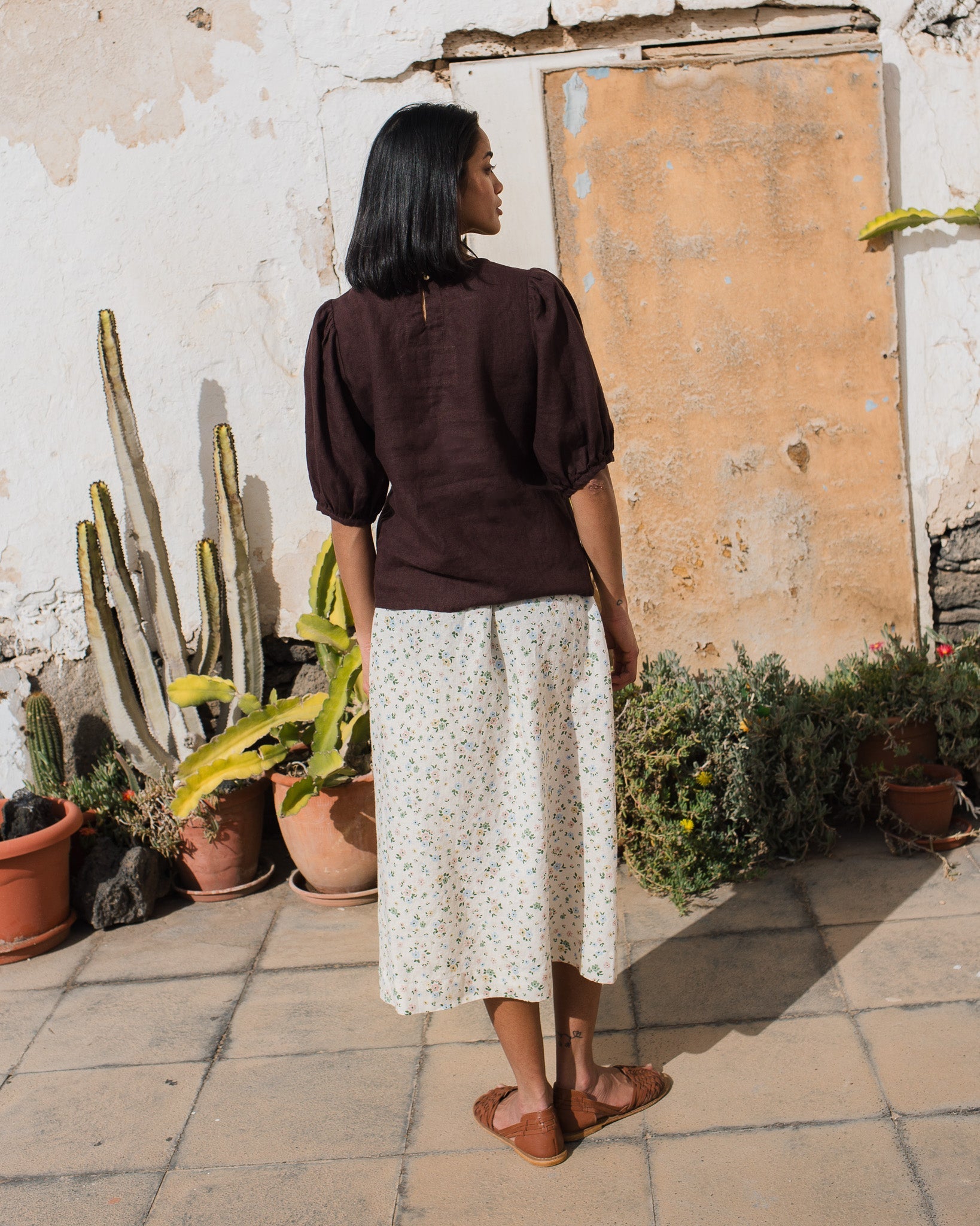 CARMEL puff sleeve linen top - notperfectlinen