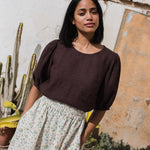 CARMEL puff sleeve linen top - notperfectlinen