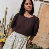 CARMEL puff sleeve linen top - notperfectlinen