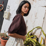 CARMEL puff sleeve linen top - notperfectlinen