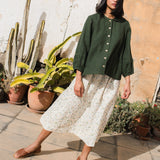 SION gathered linen skirt