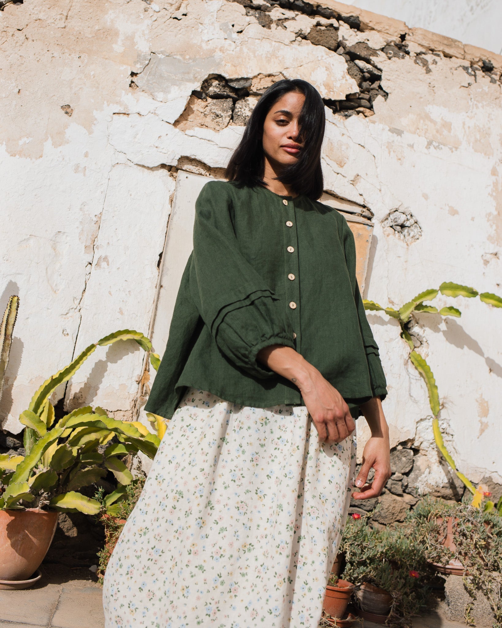 ELMINA button-up linen shirt - notperfectlinen