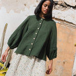 ELMINA button-up linen shirt - notperfectlinen