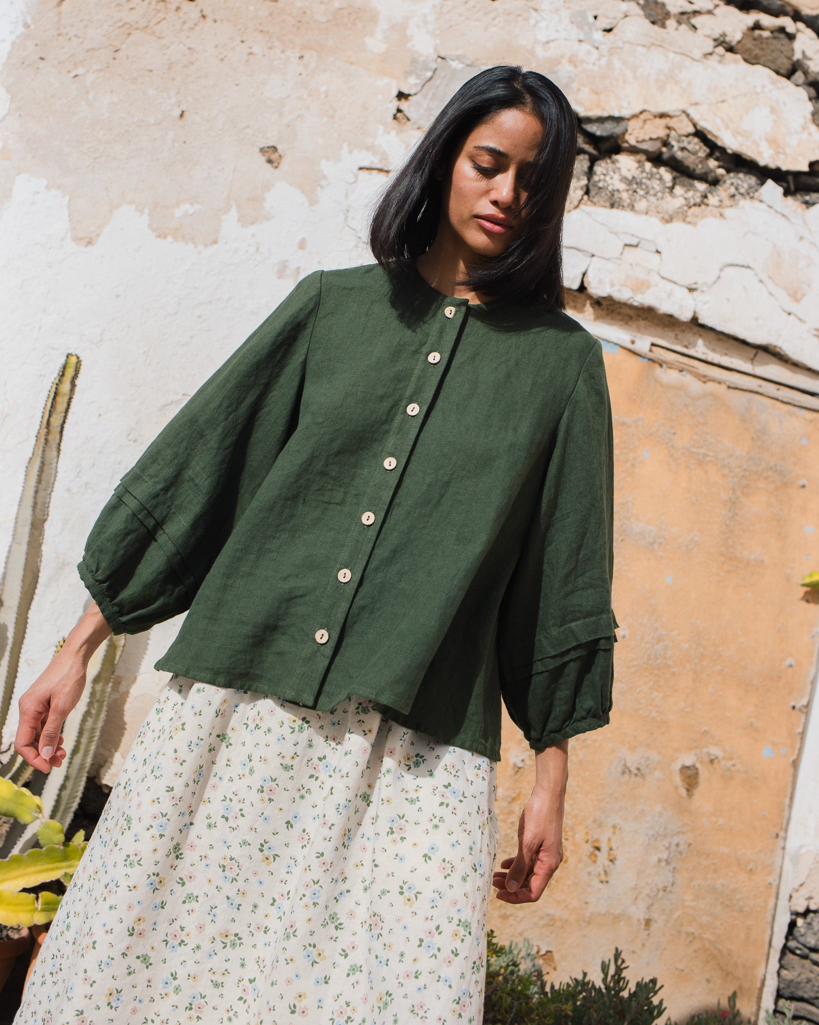 ELMINA button-up linen shirt - notperfectlinen