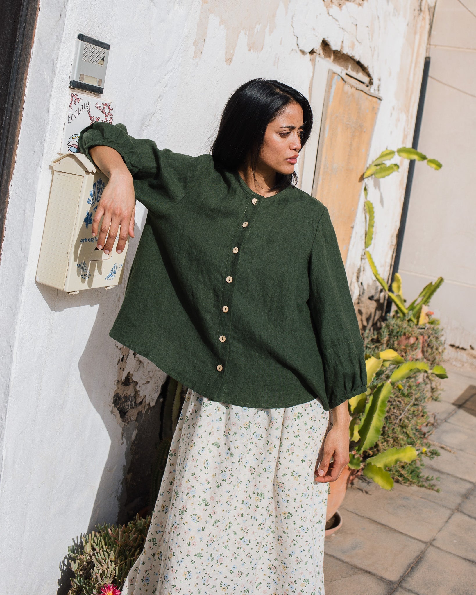 ELMINA button-up linen shirt - notperfectlinen