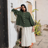 SION gathered linen skirt