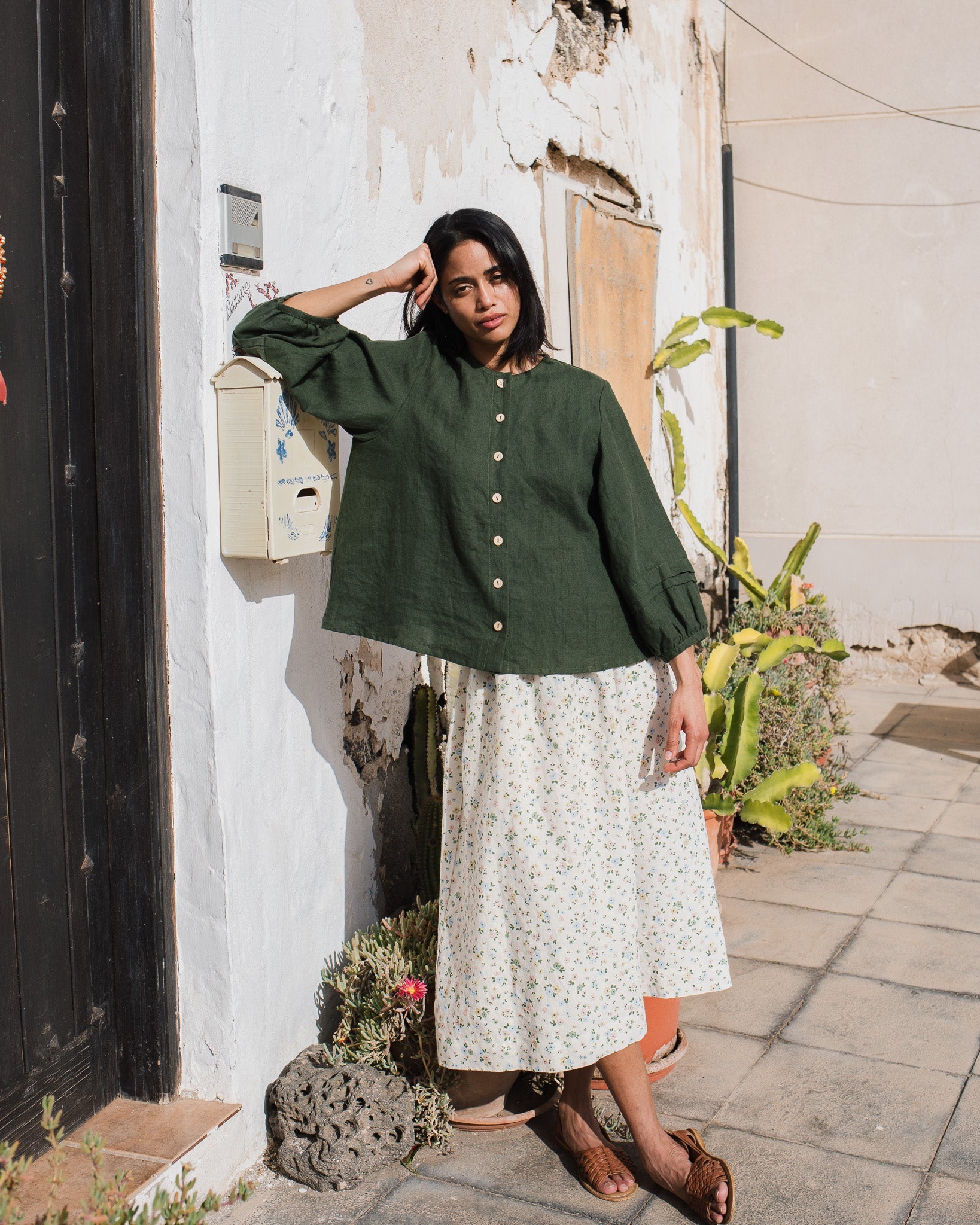 ELMINA button-up linen shirt - notperfectlinen