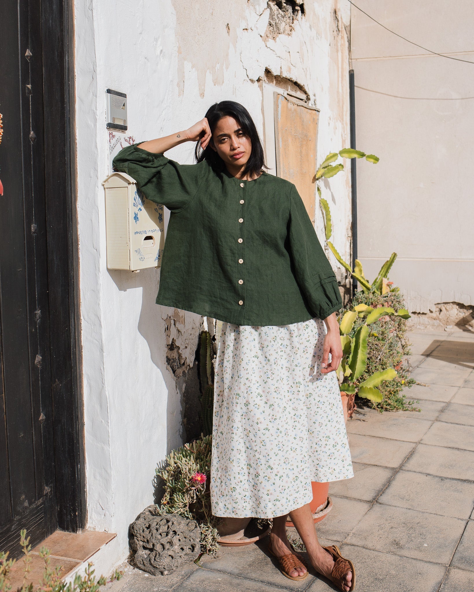 ELMINA button-up linen shirt - notperfectlinen