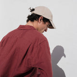 R: Men’s long sleeve linen shirt MONTREAL (Size: L; Color: Marsala)
