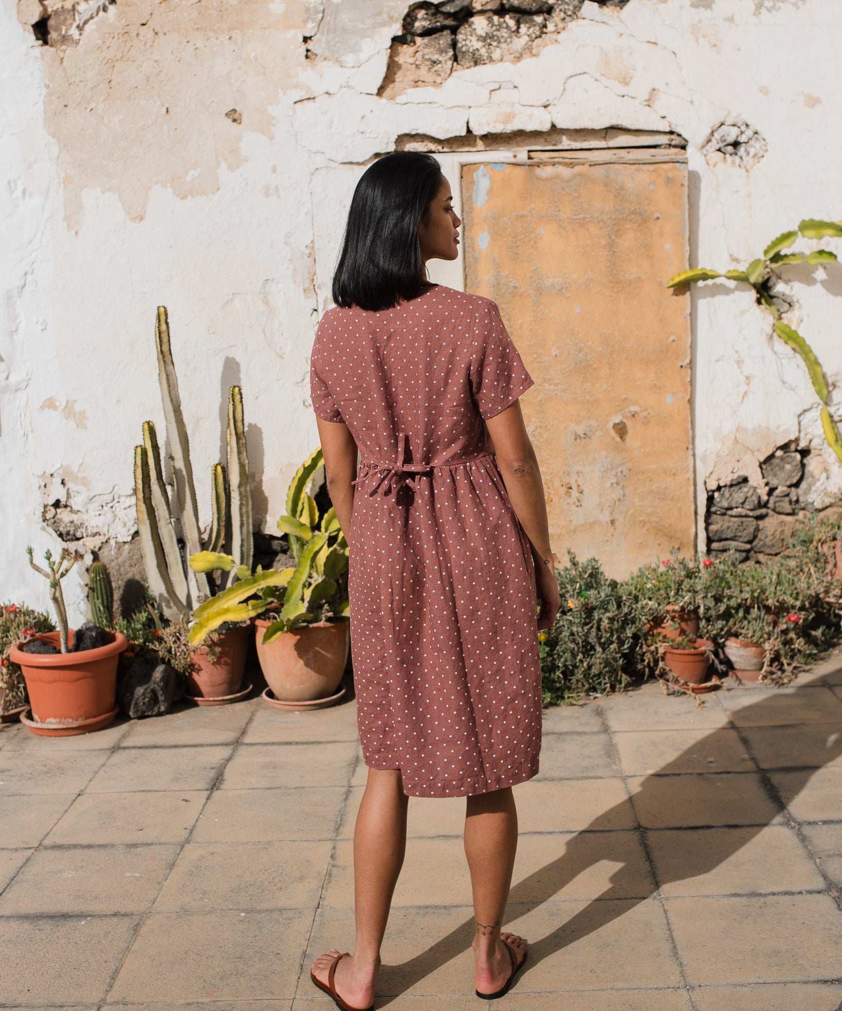 SYMI V-neck linen dress - notPERFECTLINEN