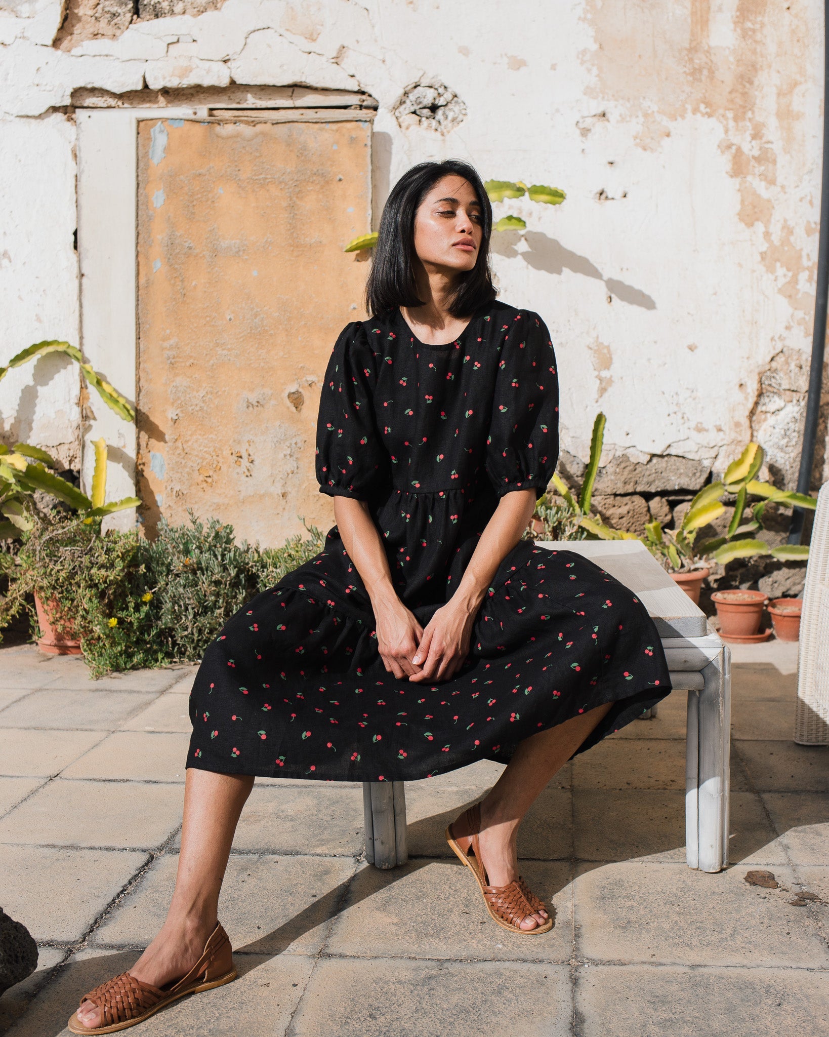 DELPHI tiered linen dress - notperfectlinen