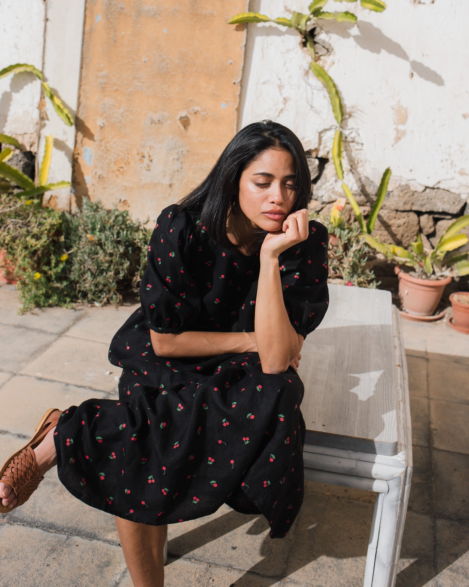 DELPHI tiered linen dress - notperfectlinen