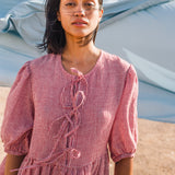 ROSEMARY bow tie linen dress (Light Weight Linen)