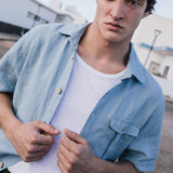 Men’s short sleeve linen shirt QUEBEC