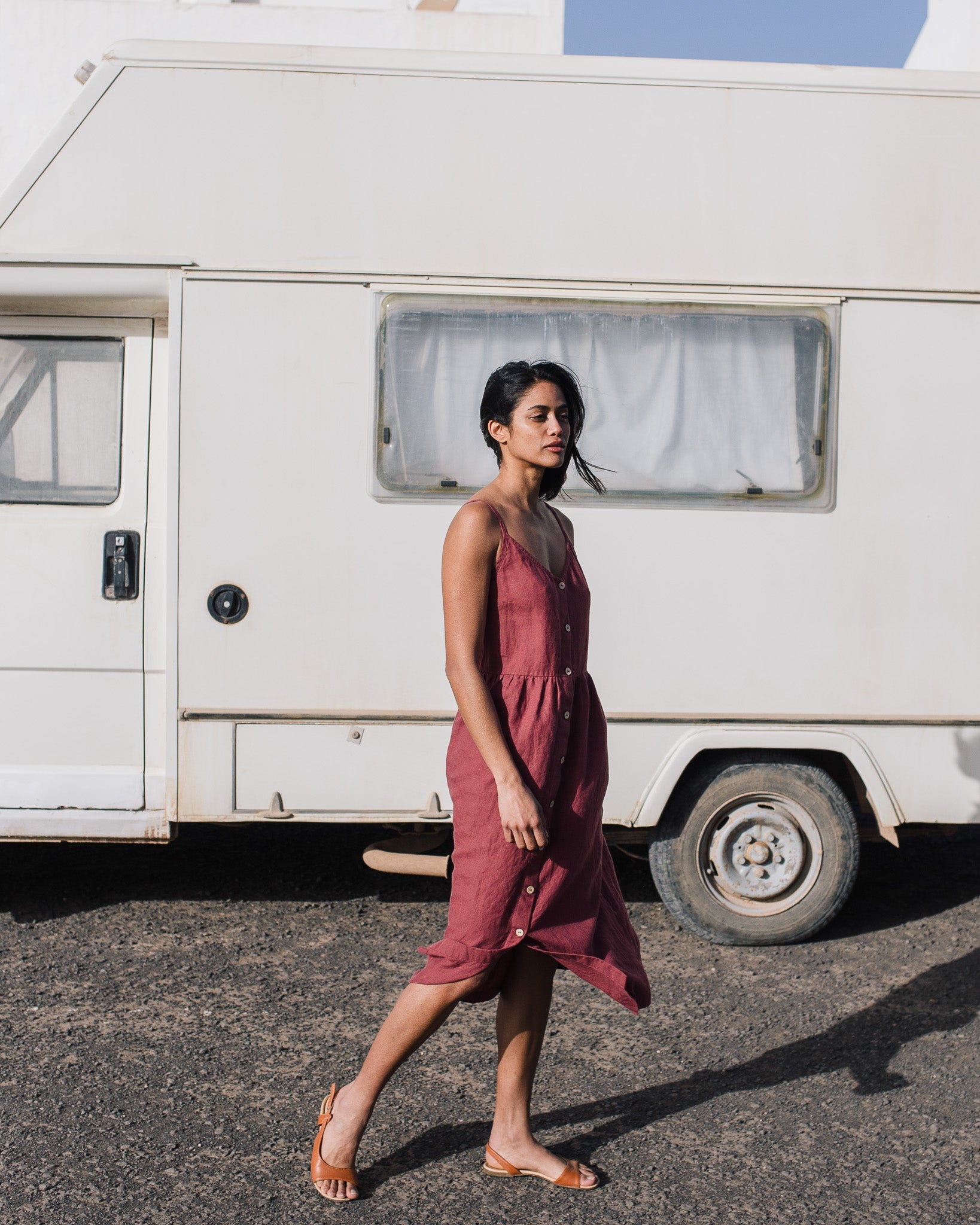 SARAH button down slip linen dress - notPERFECTLINEN