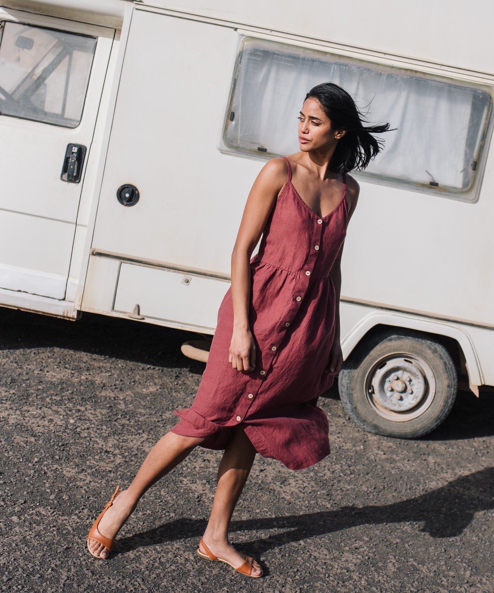 SARAH button down slip linen dress - notPERFECTLINEN